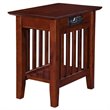 Leo & Lacey Wood Chair Side Table with USB Charging Ports in Walnut