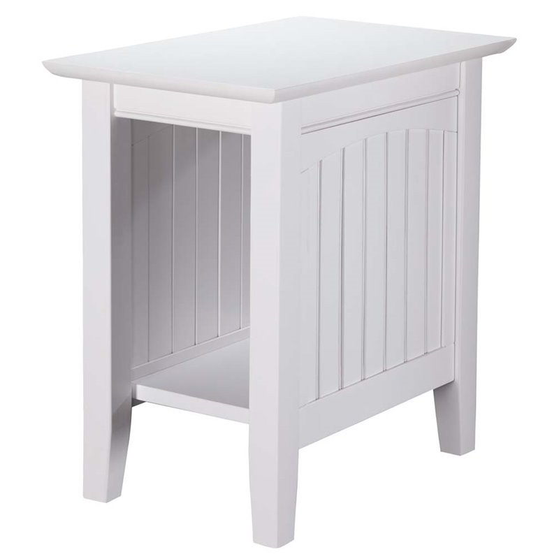 Leo & Lacey Transitional Solid Wood Chair Side Table in White