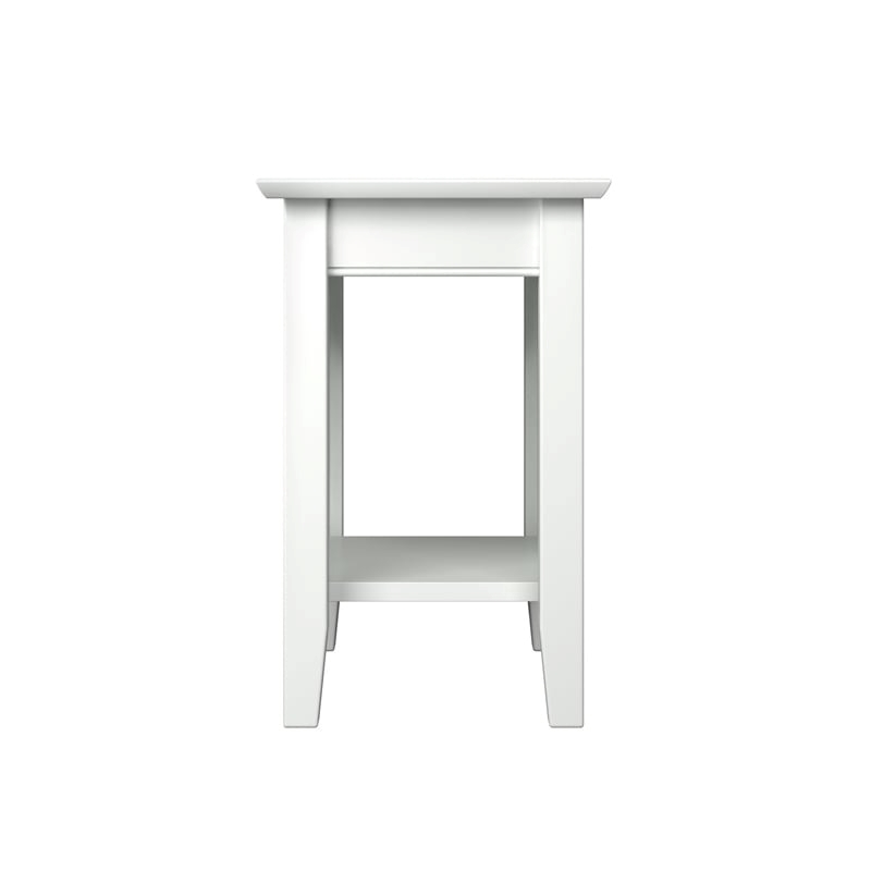 Leo & Lacey Transitional Wood Side Table with USB Charging Ports in White