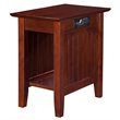 Leo & Lacey Modern Solid Wood Side Table w/ USB Charger in Walnut