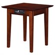 Leo & Lacey Modern Wood End Table with USB Charging Ports in Walnut