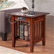 Leo & Lacey Wood End Table with USB Charging Ports in Walnut