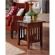 Leo & Lacey Wood End Table with USB Charging Ports in Walnut
