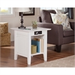 Leo & Lacey Modern Wood End Table with USB Charging Ports in White