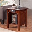 Leo & Lacey Modern Wood End Table w/ USB Charging Ports in Walnut