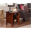 Leo & Lacey Modern Wood End Table w/ USB Charging Ports in Walnut