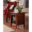 Leo & Lacey Modern Wood End Table w/ USB Charging Ports in Walnut