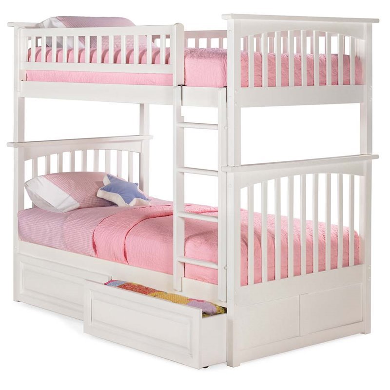 Leo & Lacey Twin Over Twin Storage Bunk Bed in White