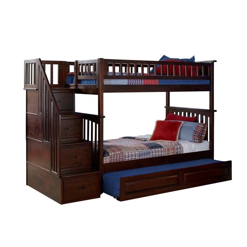 Leo & Lacey Twin Over Twin Staircase Trundle Bunk Bed