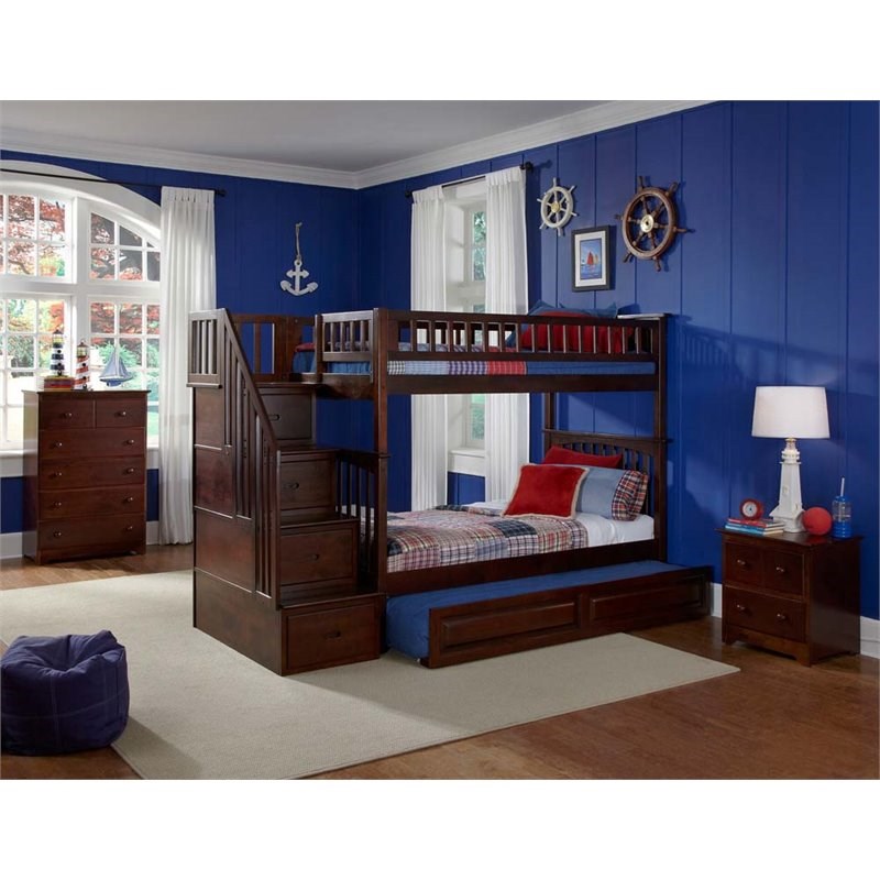 Leo & Lacey Twin Over Twin Staircase Trundle Bunk Bed
