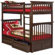 Leo & Lacey Mid-Century Solid Wood Twin Over Twin Storage Bunk Bed in Walnut
