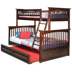 Leo & Lacey Twin Over Full Trundle Bunk Bed in Walnut