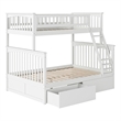 Leo & Lacey Twin Over Full Wood Bunk Bed with 2 Storage Drawers in White
