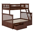 Leo & Lacey Twin Over Full Wood Bunk Bed with 2 Storage Drawers in Walnut