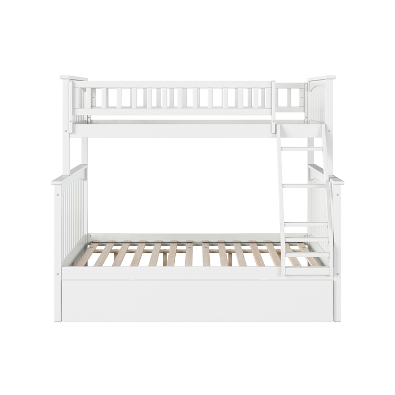 Leo & Lacey Twin over Full Solid Wood Bunk Bed with Trundle in White