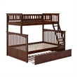 Leo & Lacey Twin over Full Solid Wood Bunk Bed with Trundle in Walnut