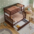 Leo & Lacey Twin over Full Solid Wood Bunk Bed with Trundle in Walnut