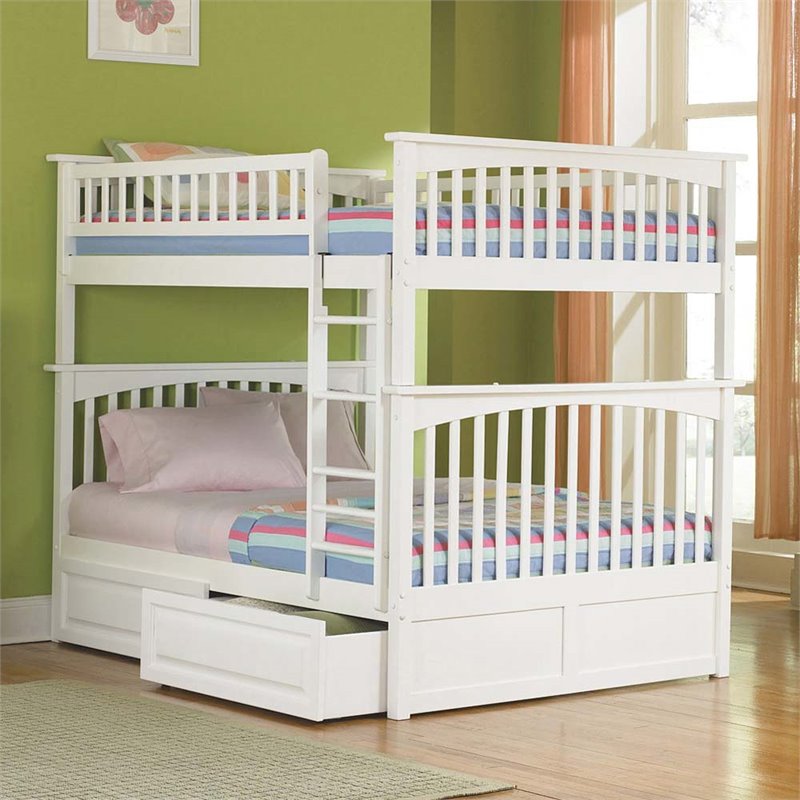 Leo & Lacey Full Over Full Storage Bunk Bed in White