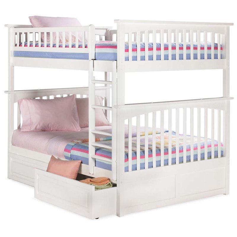 Leo & Lacey Full Over Full Storage Bunk Bed in White