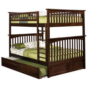 leo & lacey wooden bunk bed with trundle in walnut (a)