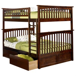 leo & lacey urban wooden storage bunk bed in walnut (c)