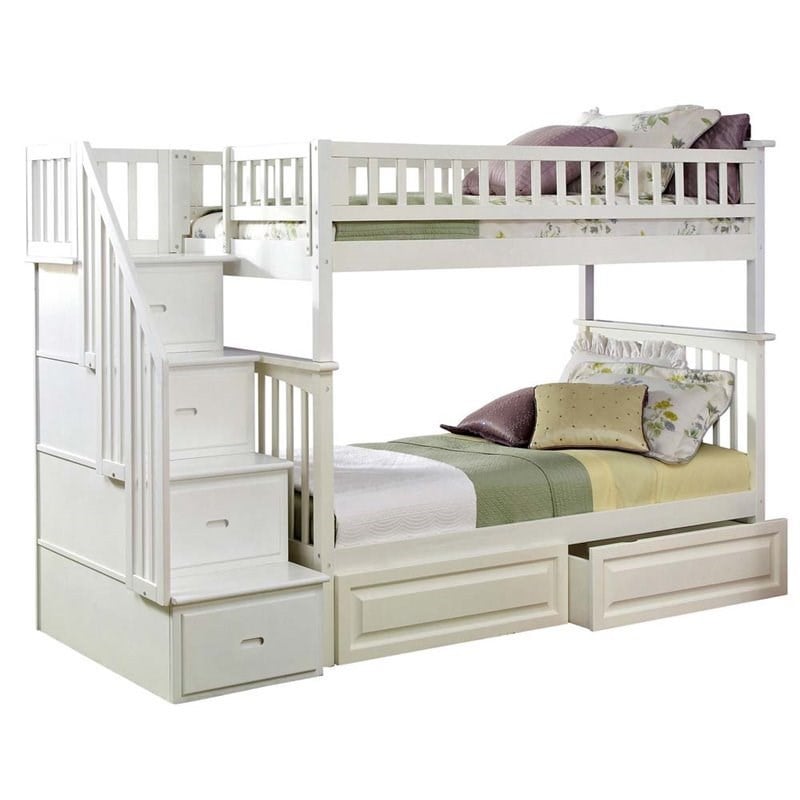 Leo & Lacey Twin Over Twin Staircase Storage Bunk Bed