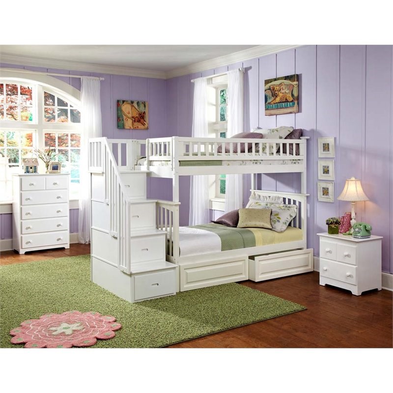 Leo & Lacey Twin Over Twin Staircase Storage Bunk Bed