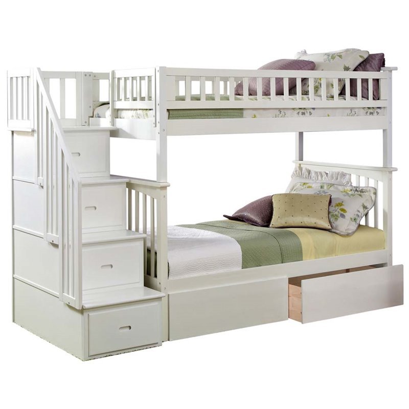 Leo & Lacey Twin Over Twin Staircase Storage Bunk Bed