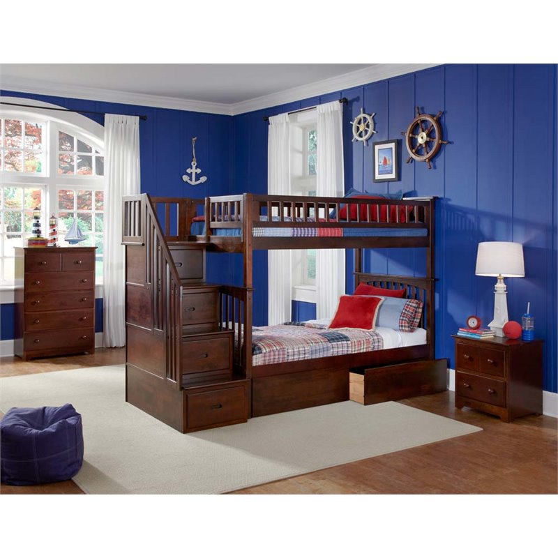 Leo & Lacey Twin Over Twin Staircase Storage Bunk Bed