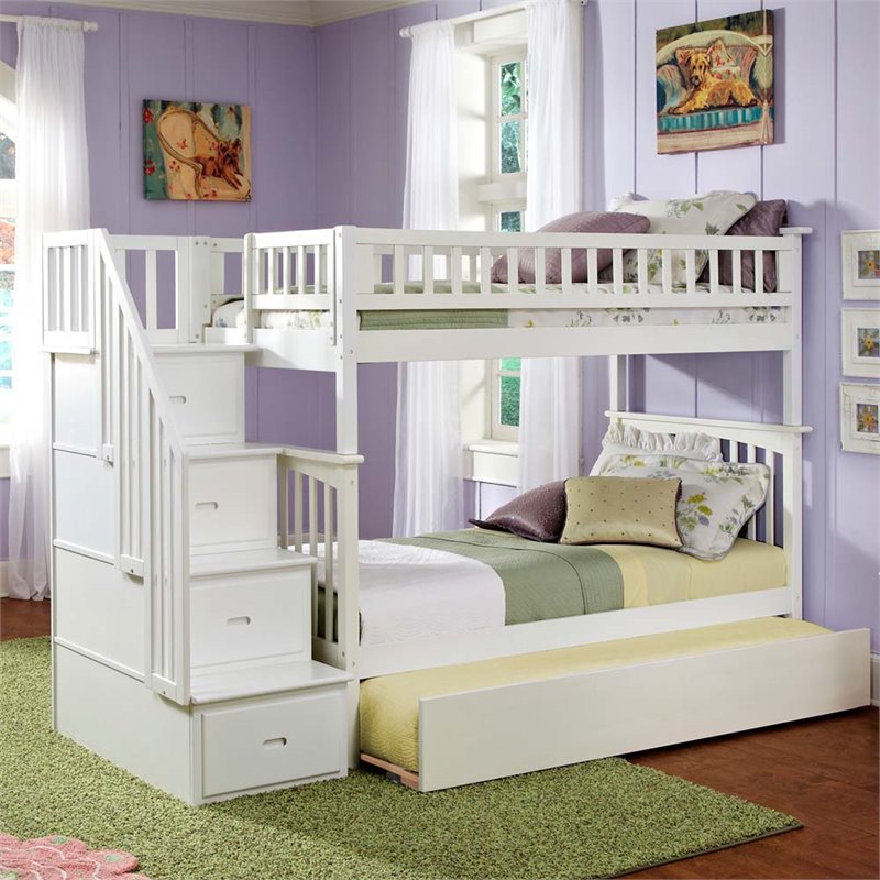 Leo & Lacey Twin Over Twin Staircase Trundle Bunk Bed