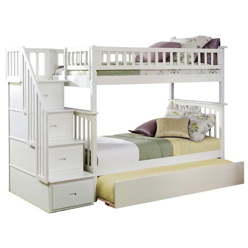Leo & Lacey Twin Over Twin Staircase Trundle Bunk Bed