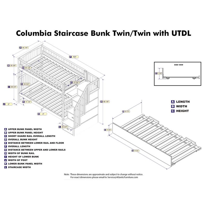 Leo & Lacey Twin Over Twin Staircase Trundle Bunk Bed