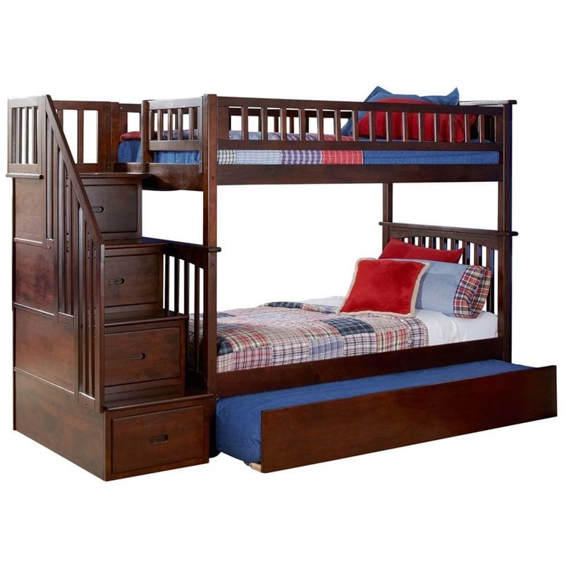 Leo & Lacey Twin Over Twin Staircase Trundle Bunk Bed