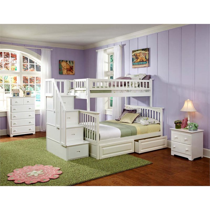 Leo & Lacey Twin Over Full Staircase Storage Bunk Bed