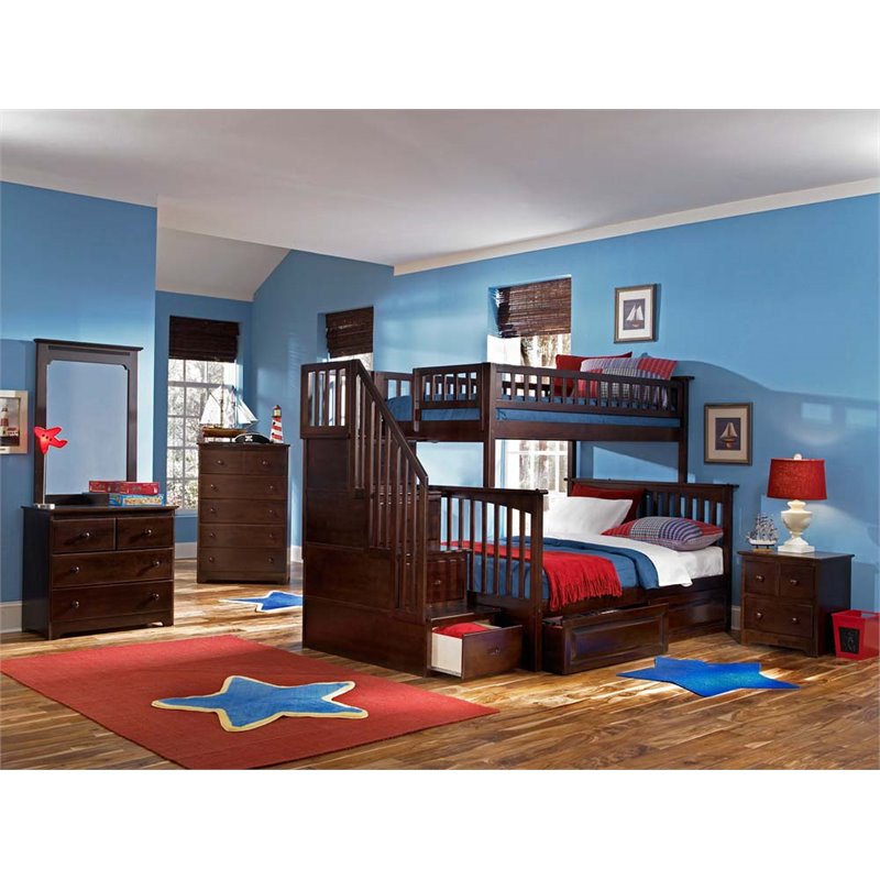 Leo & Lacey Twin Over Full Staircase Storage Bunk Bed