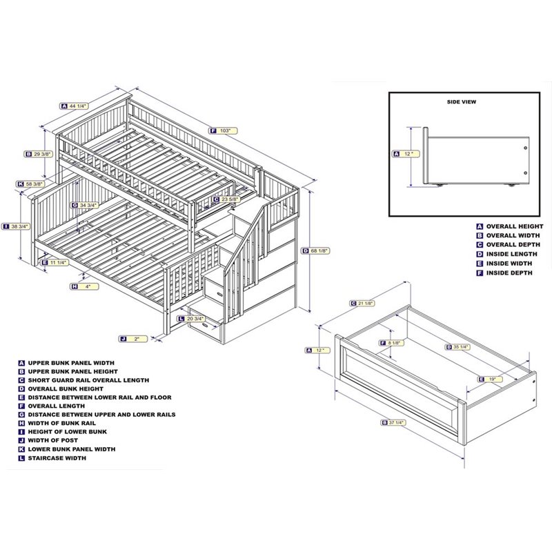 Leo & Lacey Twin Over Full Staircase Storage Bunk Bed