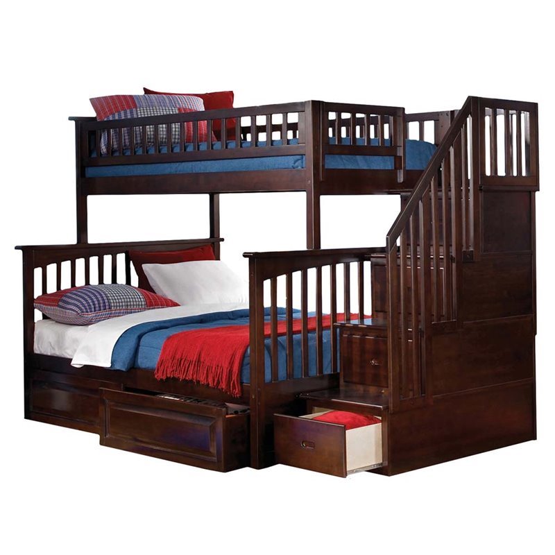 Leo & Lacey Twin Over Full Staircase Storage Bunk Bed