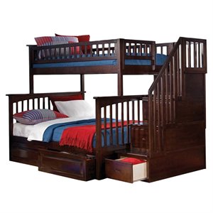 Leo & Lacey Twin Over Full Staircase Storage Bunk Bed