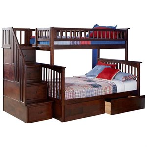 Leo & Lacey Twin Over Full Staircase Storage Bunk Bed