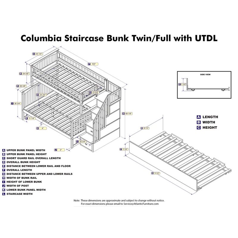 Leo & Lacey Twin Over Full Staircase Trundle Bunk Bed