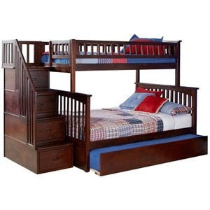 Leo & Lacey Twin Over Full Staircase Trundle Bunk Bed