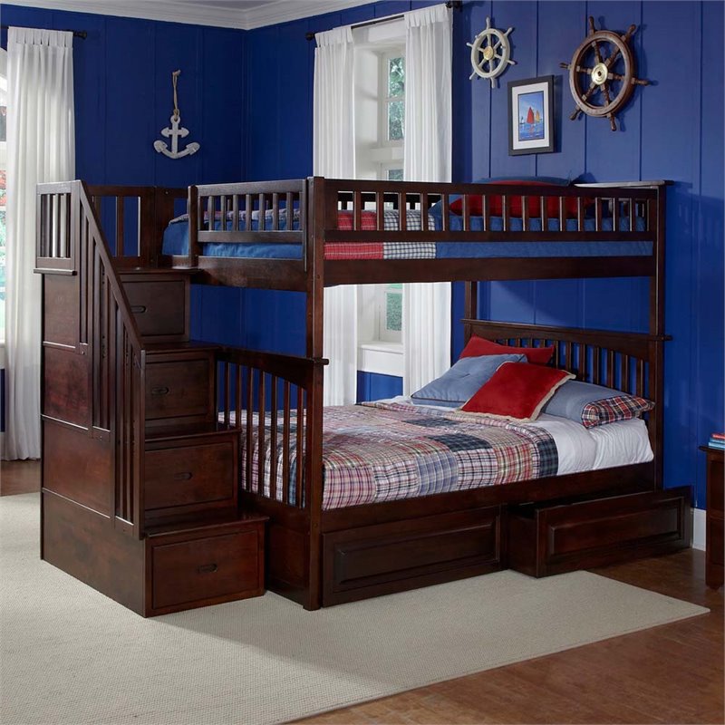 Leo & Lacey Full Over Full Staircase Storage Bunk Bed