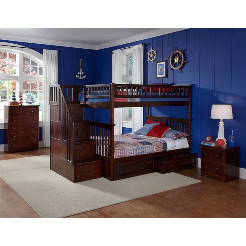 Leo & Lacey Full Over Full Staircase Storage Bunk Bed