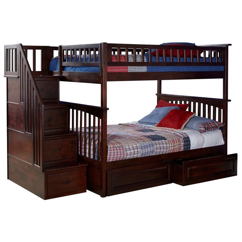 Leo & Lacey Full Over Full Staircase Storage Bunk Bed