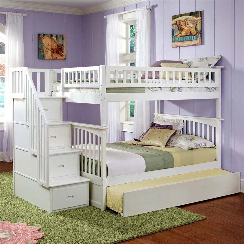 Leo & Lacey Full Over Full Staircase Trundle Bunk Bed