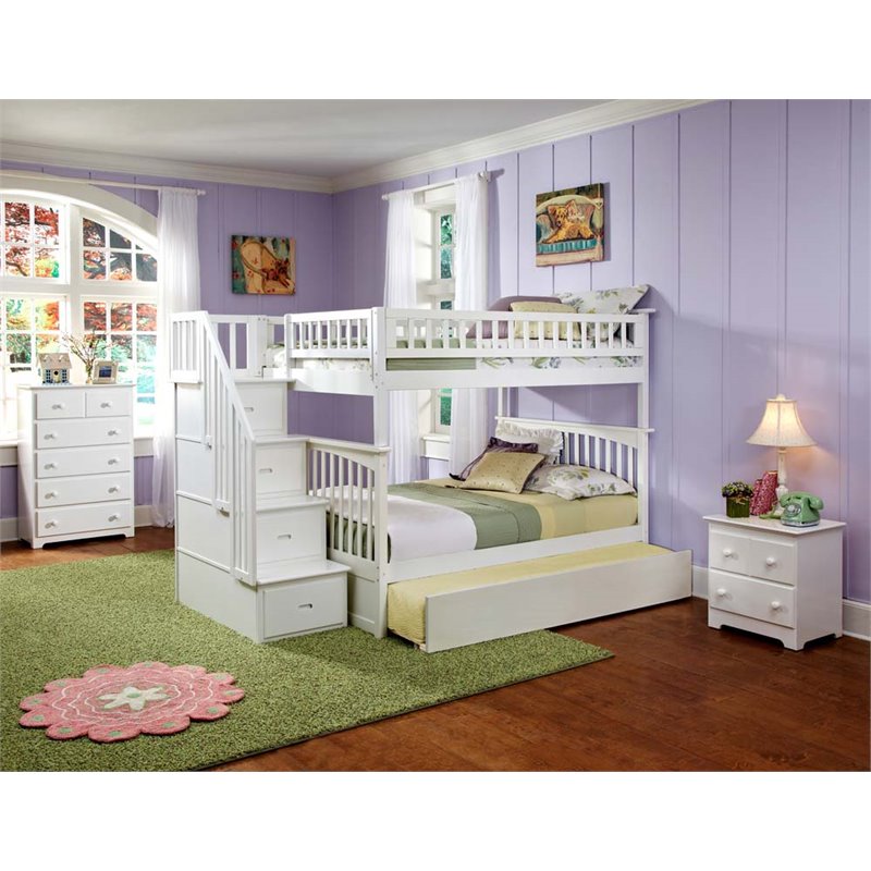 Leo & Lacey Full Over Full Staircase Trundle Bunk Bed