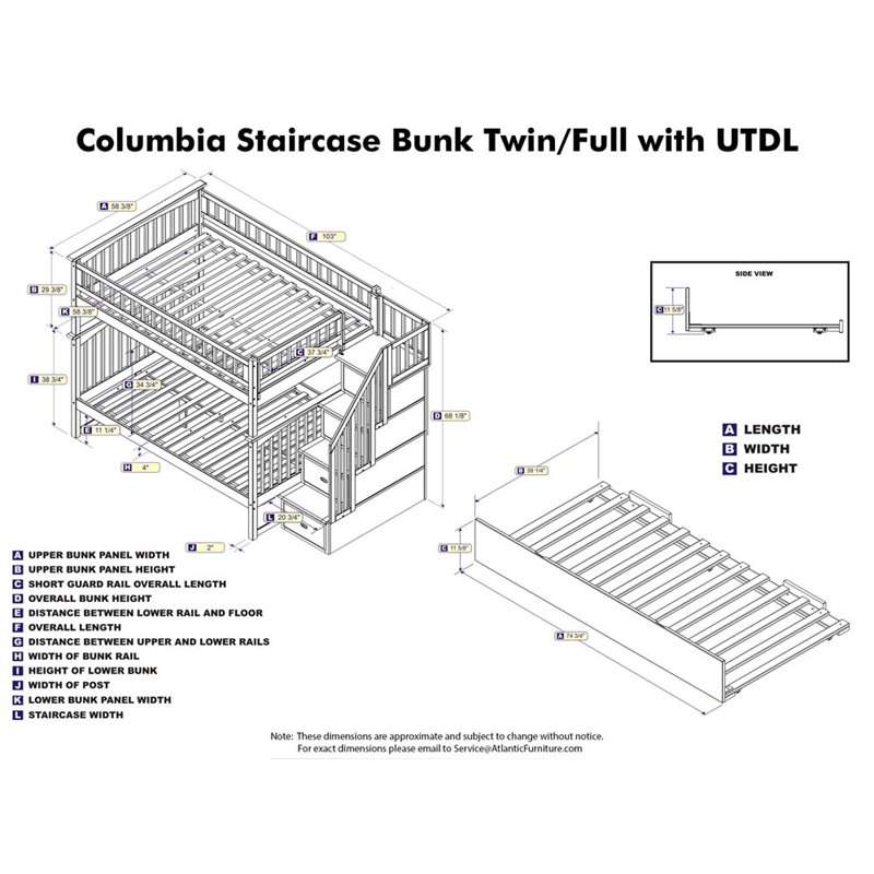 Leo & Lacey Full Over Full Staircase Trundle Bunk Bed