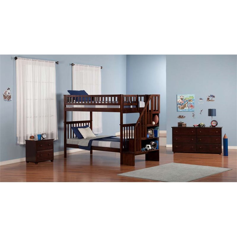 Leo & Lacey Twin Over Twin Staircase Bunk Bed
