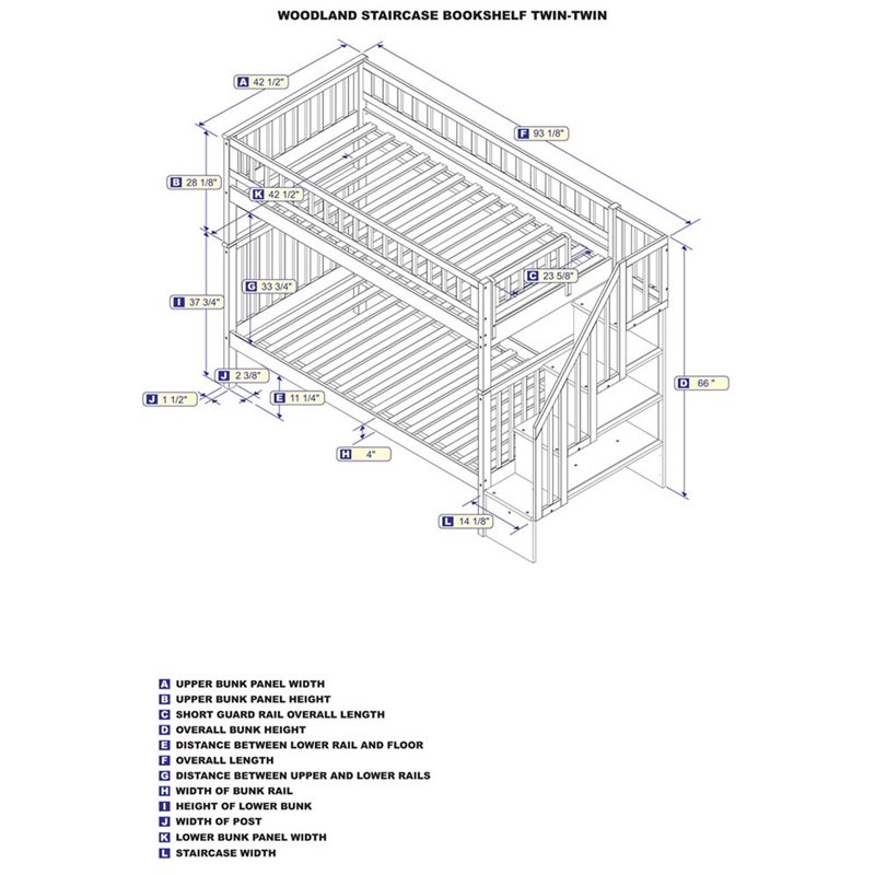 Leo & Lacey Twin Over Twin Staircase Bunk Bed