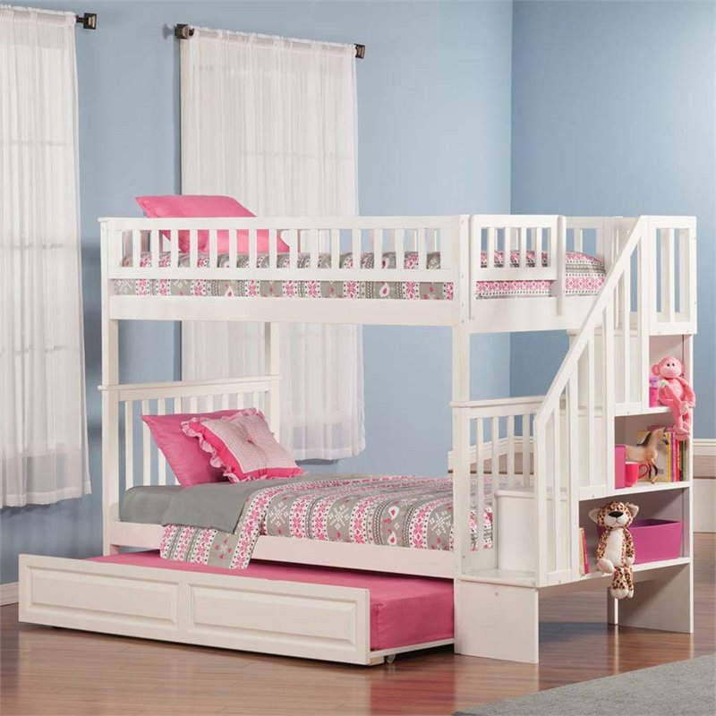 Leo & Lacey Twin Over Twin Staircase Trundle Bunk Bed